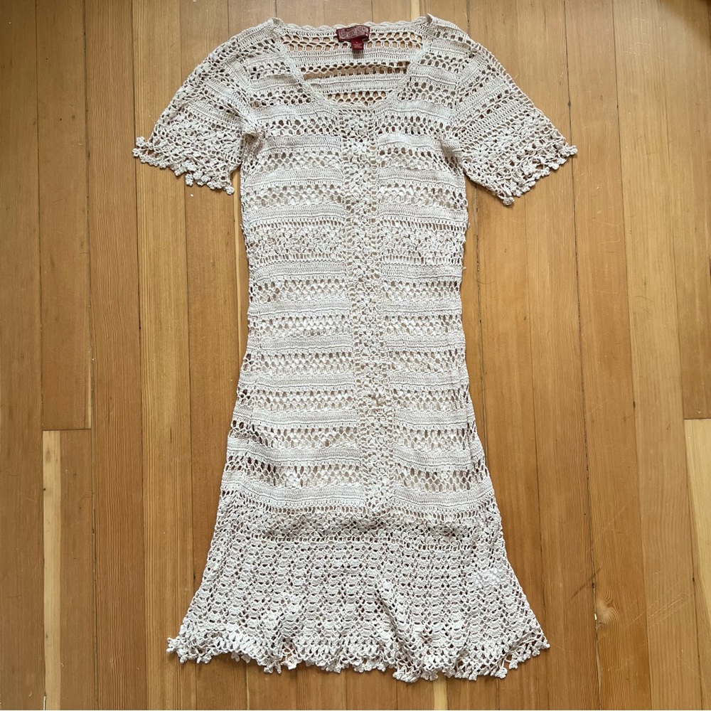Lucky brand cream crochet maxi dress S/M